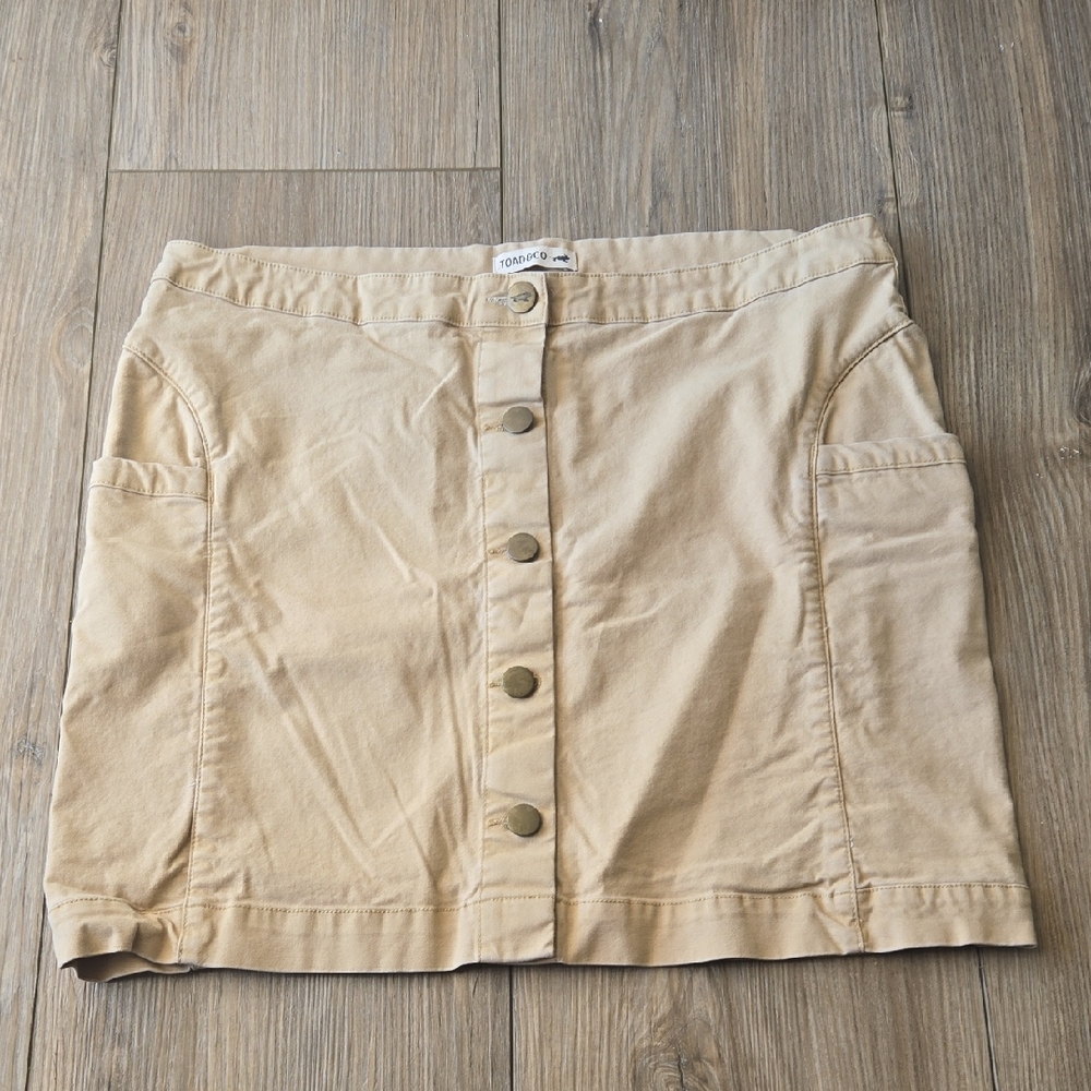 Toad&Co Khaki Button-Front Mini Skirt